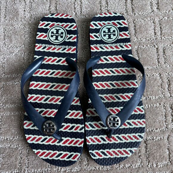 Tory Burch Shoes - Tory Burch Classic Flip Flop Women's 6 Red White Blue Casual Travel Vacation